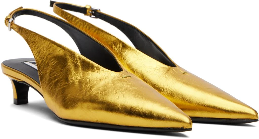 Jil Sander Gold Slingback Heels 4