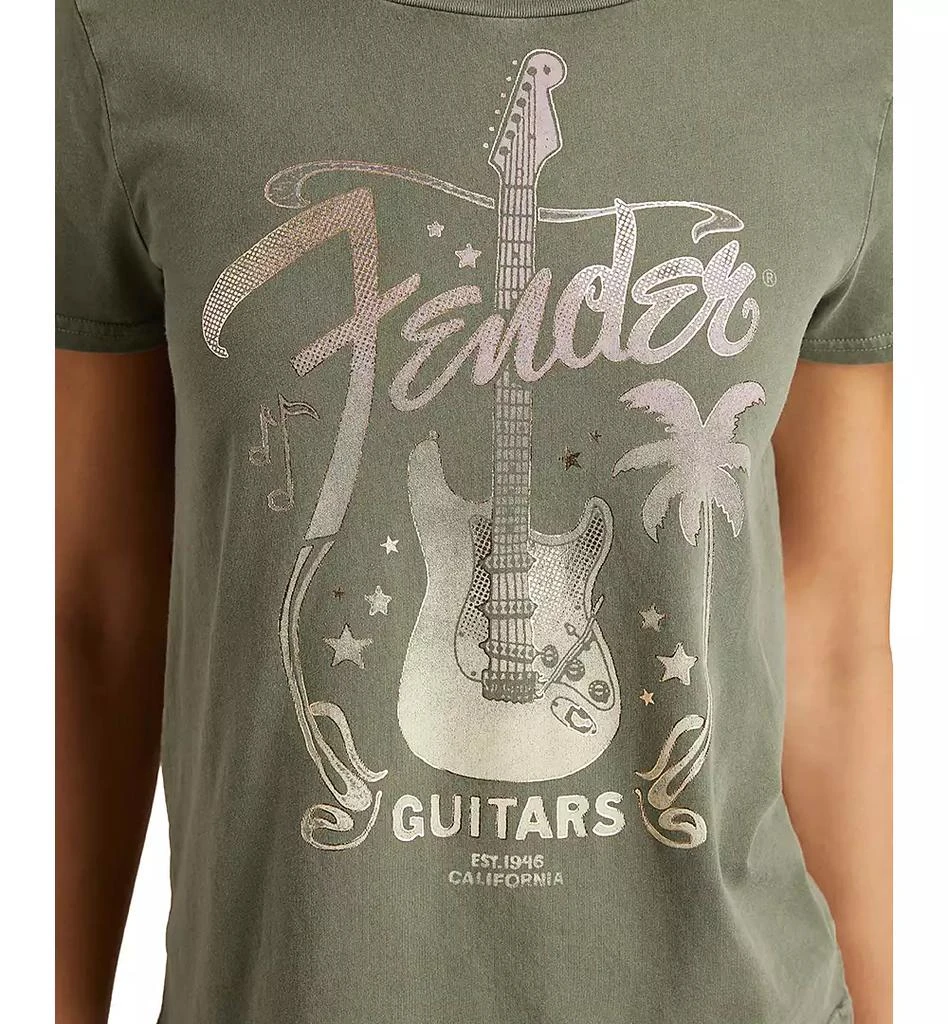 Lucky Brand Women's Fender Guitar Palms Cotton Classic Crewneck T-Shirt 3