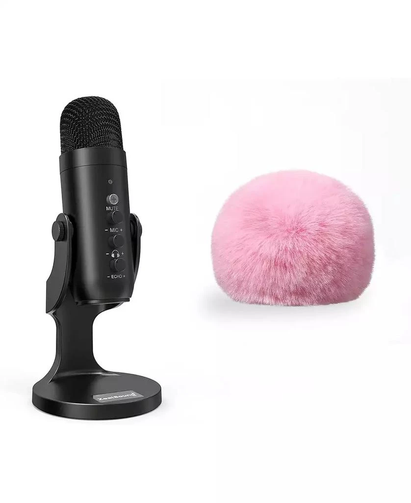 ZealSound USB Condenser Microphone k66 and d65p Furry Cover Bundle