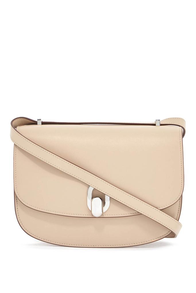 SAVETTE round shoulder bag 22 in bone calfskin with adjustable strap