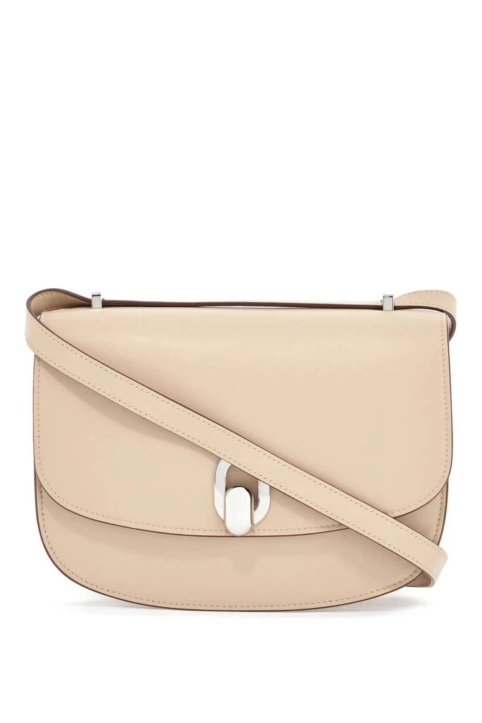 SAVETTE round shoulder bag 22 in bone calfskin with adjustable strap 1