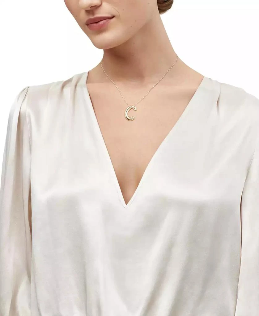 Macy's Polished Initial C Pendant Necklace in 14k Gold, 16" + 2" extender 2