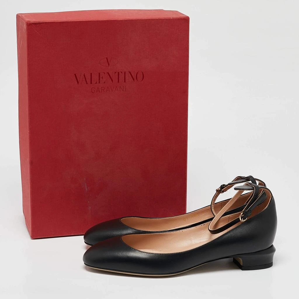 Valentino Valentino Black Leather Tango Ankle Strap Flats Size 37 9