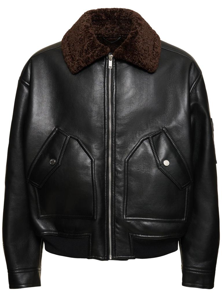 NANUSHKA Faux Leather Shearling Flight Jacket