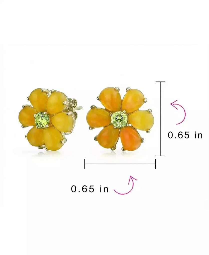 Bling Jewelry Floral CZ Center   Jade Flower Stud Earrings Gold Plated .925 Sterling Silver 2