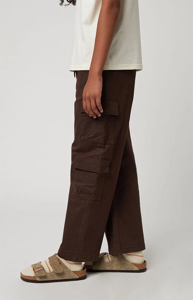 PacSun Kids Stretch Brown E-Waist Porter Baggy Cargo Pants 3