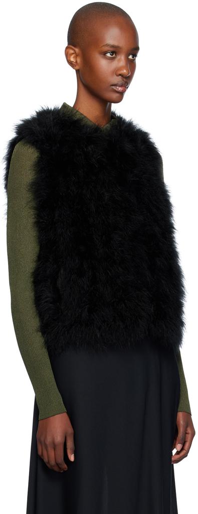 Yves Salomon Black Feather Vest