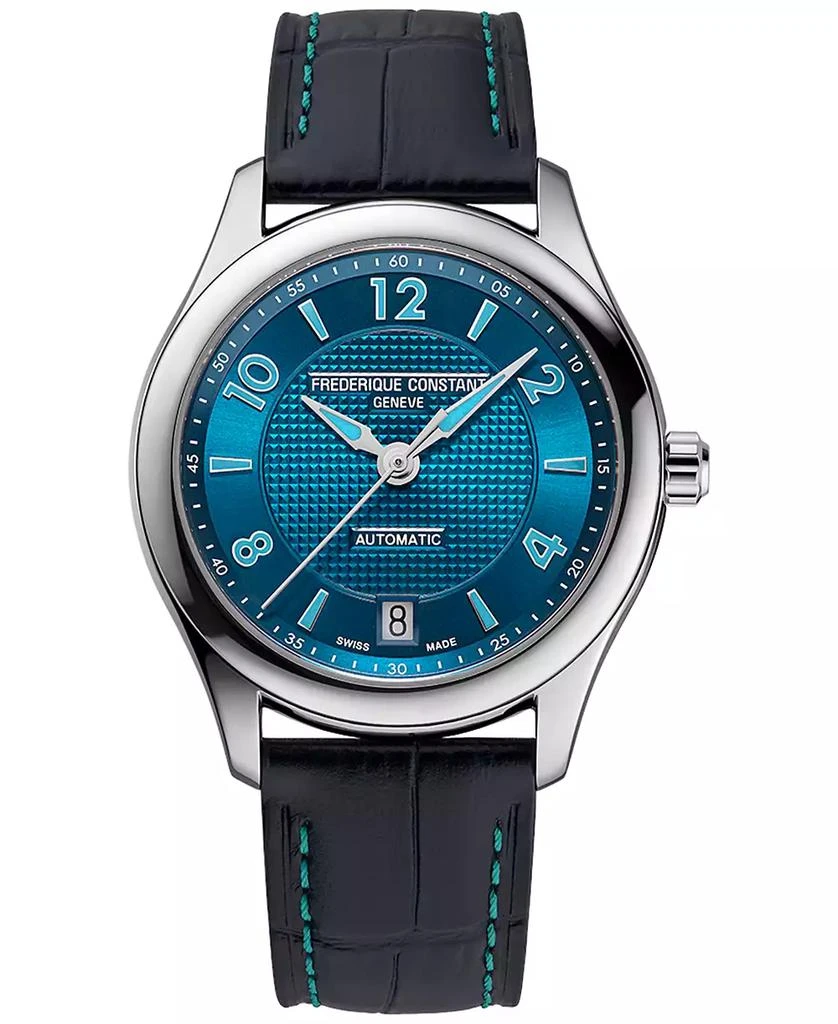 Frederique Constant Women's Swiss Automatic Runabout Blue Leather Strap Watch 36mm 1