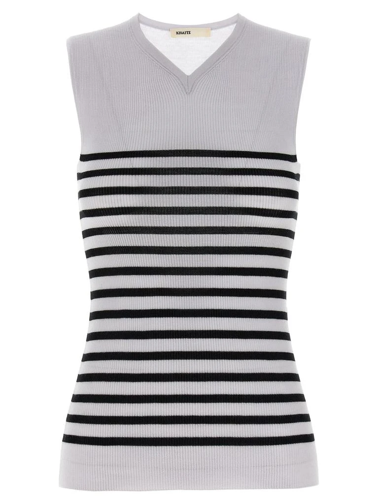 Khaite Khaite Striped V-Neck Knit Tank Top 1