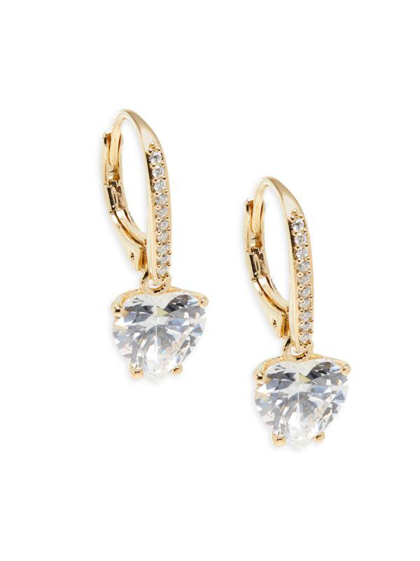 Nadri Modern Love ​18K-Gold-Plated Cubic Zirconia Heart Drop Earrings
