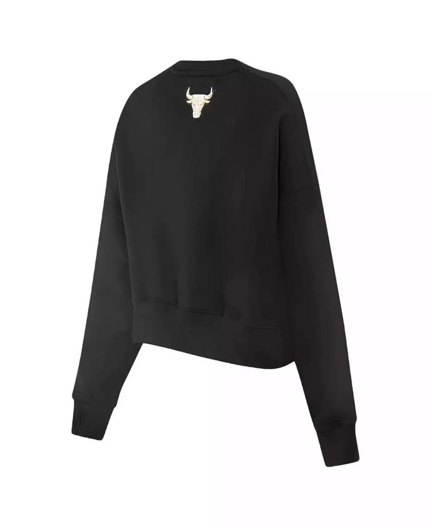 Pro Standard Women's Black Chicago Bulls Glam Cropped Pullover Sweatshirt 4