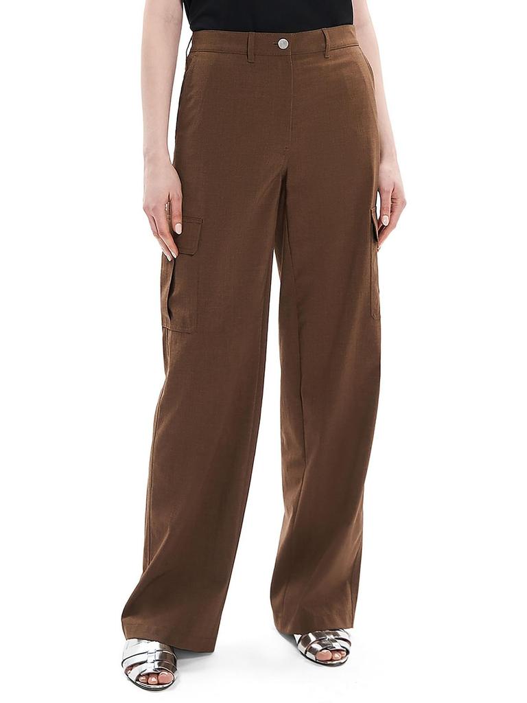 Theory Womens High Rise Slub Cargo Pants