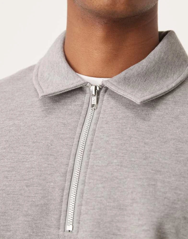ASOS ASOS DESIGN standard fit quarter zip sweatshirt with collar in grey marl 2