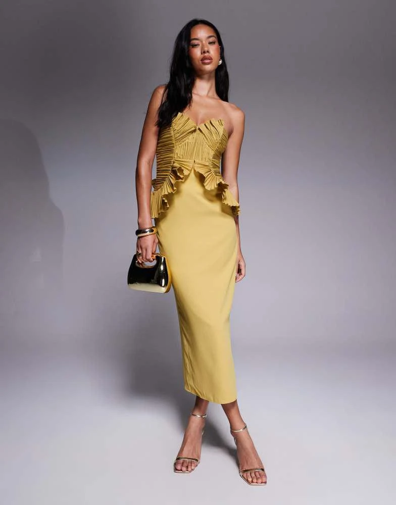 knee length dresses for ladies Silk Billowy Sleeve Midi Wrap Dress