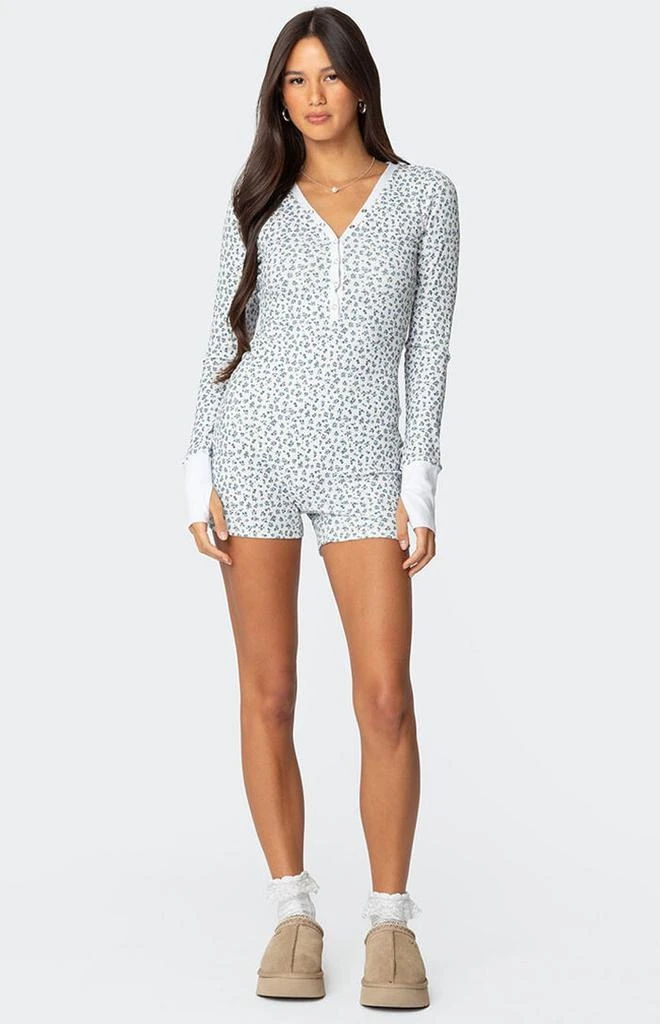Edikted Meadow Printed Waffle Romper 1
