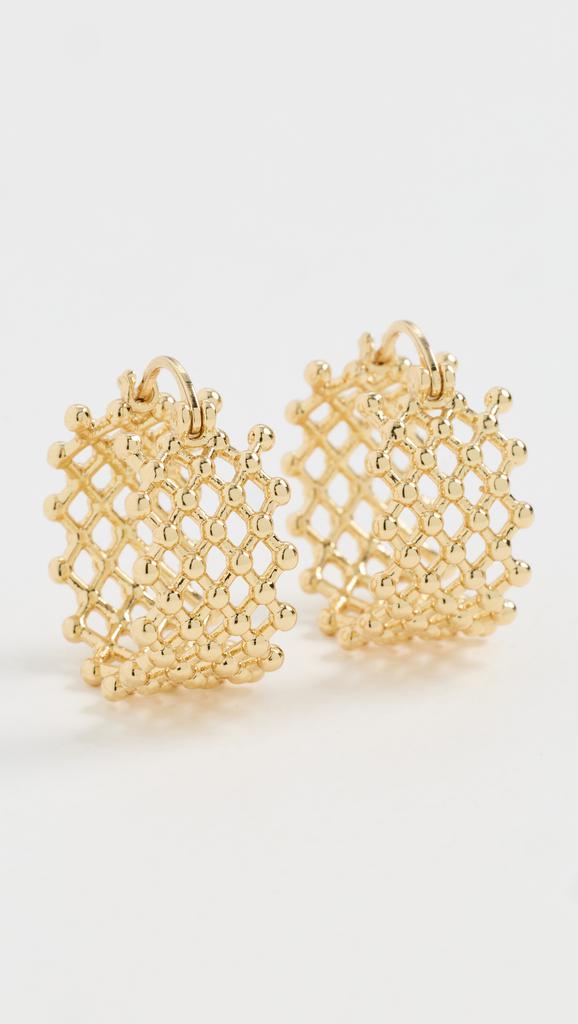 Kenneth Jay Lane Gold Criss Cross Hoop Post Earrings