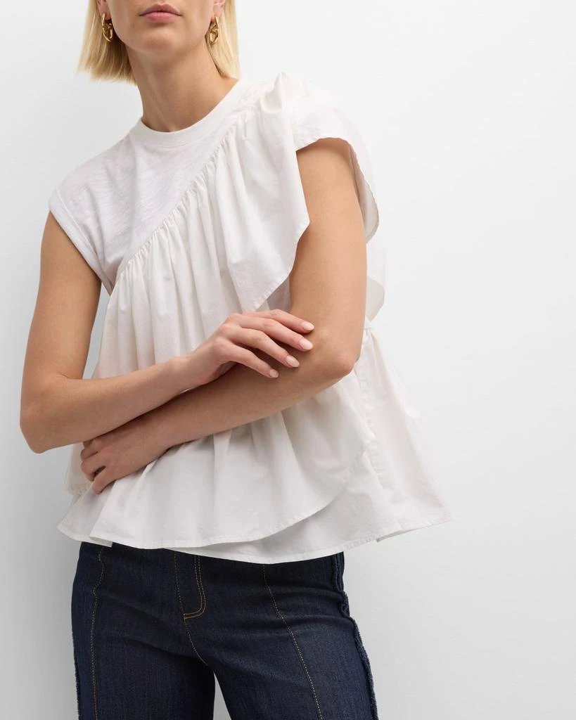 Cinq a Sept Micki Asymmetric Ruffle Sleeveless Cotton Top 7
