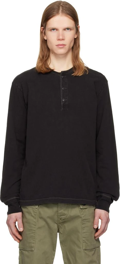 RRL Black Indigo Jersey Henley Shirt