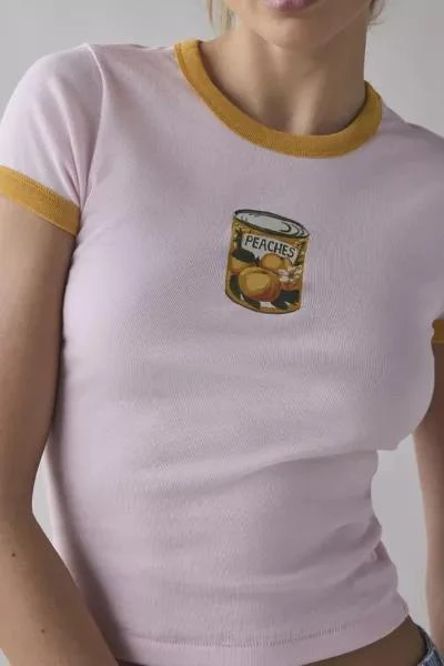 Kimchi Blue Kimchi Blue Too Perfect Peaches Graphic Ringer Baby Tee 1
