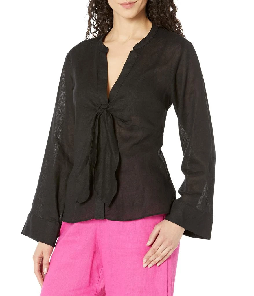 Michael Kors Solid Long Sleeve Tie Blouse 1