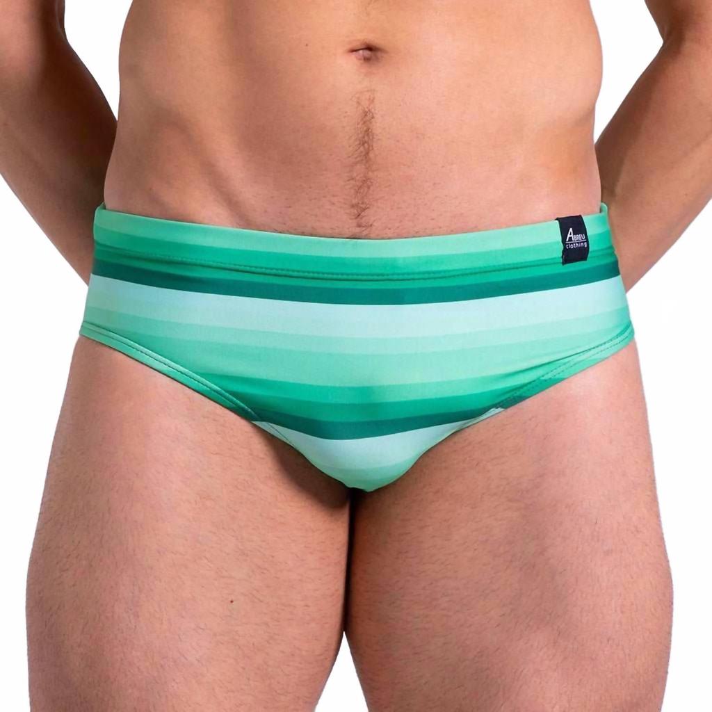 Abreu Clothing Men's Jungle Fade Slim Swim Brief In Green