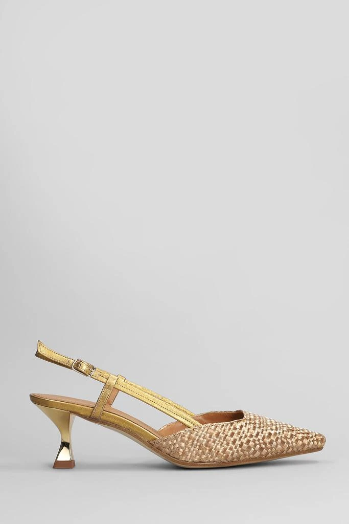 Julie Dee Pumps In Bronze Leather And Fabric 1