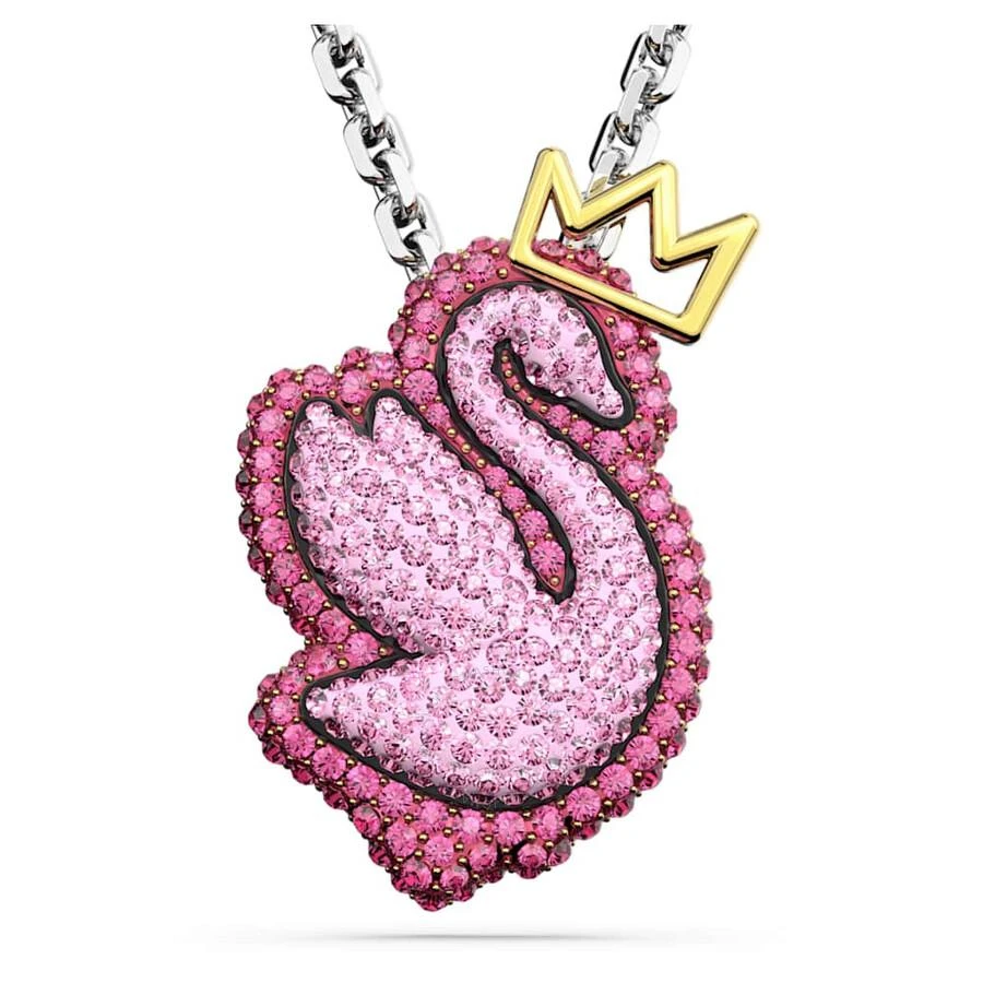 Swarovski Pink Swan Pendant Long Necklace 2