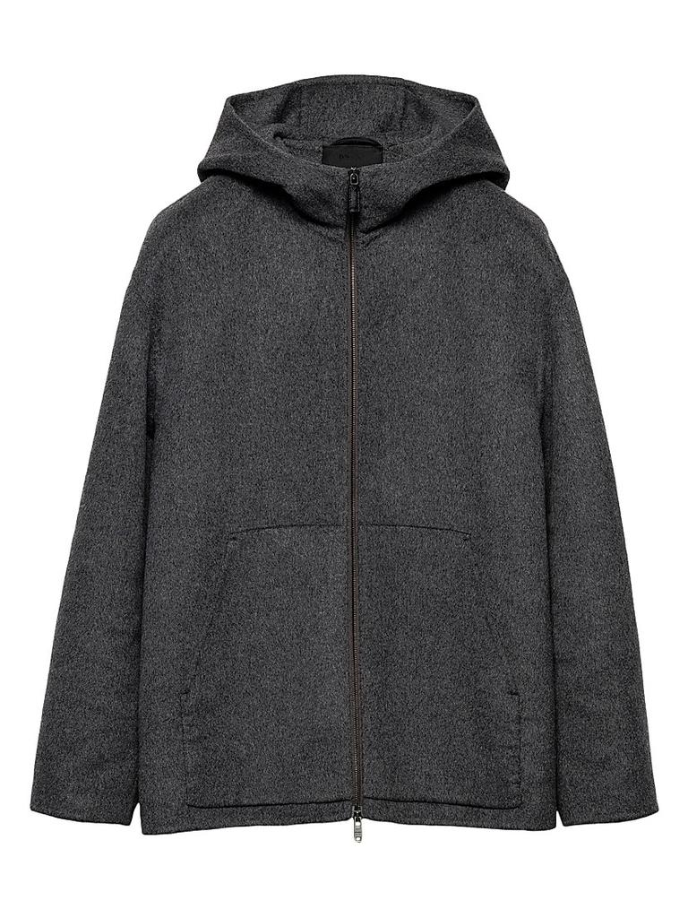 大人リッチ【PRADA】Cotton fleece and Re-Nylon hoodie Black/black Cotton Fleece And Re-nylon Hoodie | PRADA