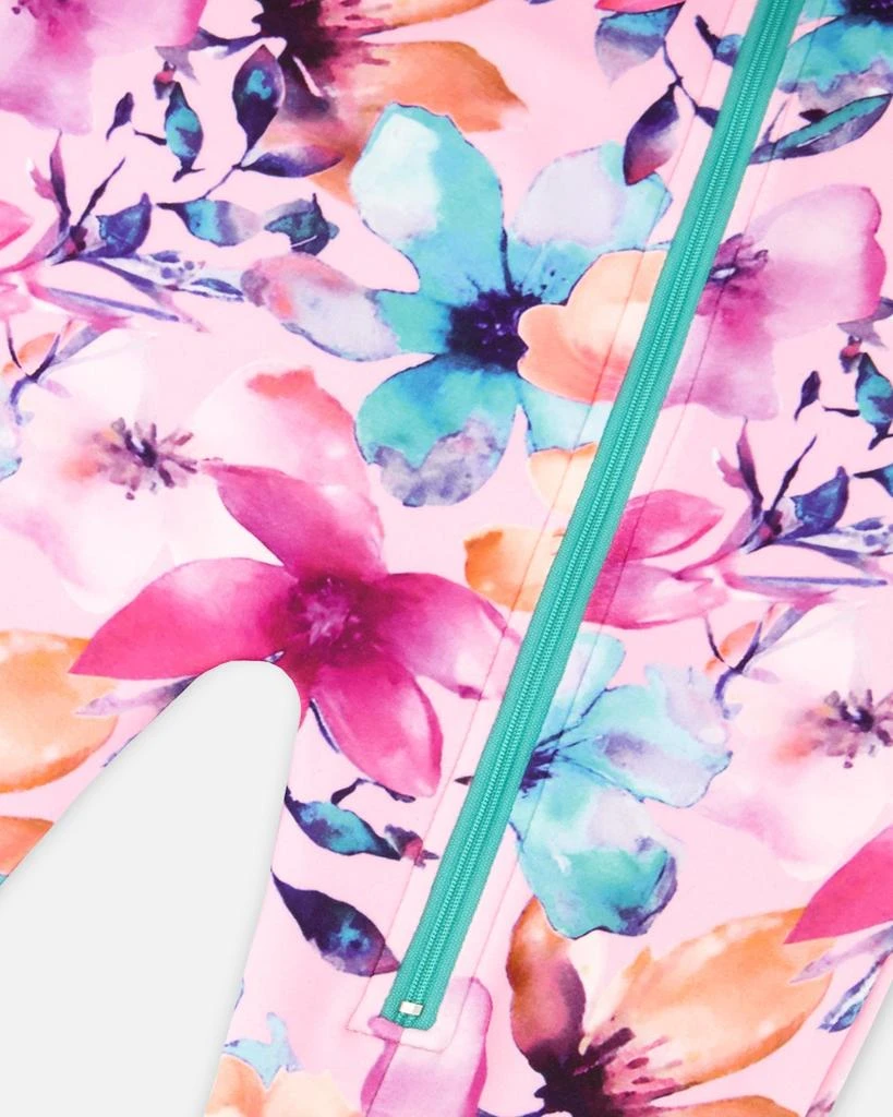 Deux par Deux One-Piece Thermal Underwear Pink Watercolor Flower Print 4