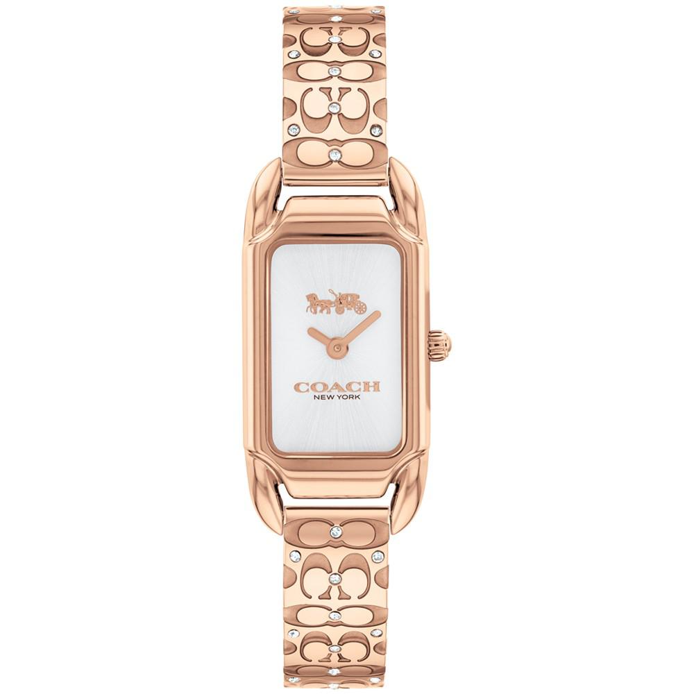 COACH Women's Cadie Signature C Rose Gold-Tone Stainless Steel Bangle Watch, 28.5 x 17.5mm