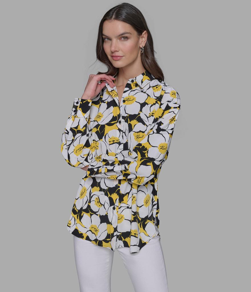 Karl Lagerfeld Paris DAFFODIL SILKY BUTTON DOWN BLOUSE