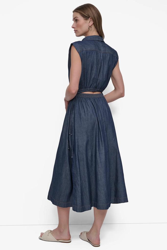 DKNY HIGH-SPLIT MIDI SHIRT DRESS