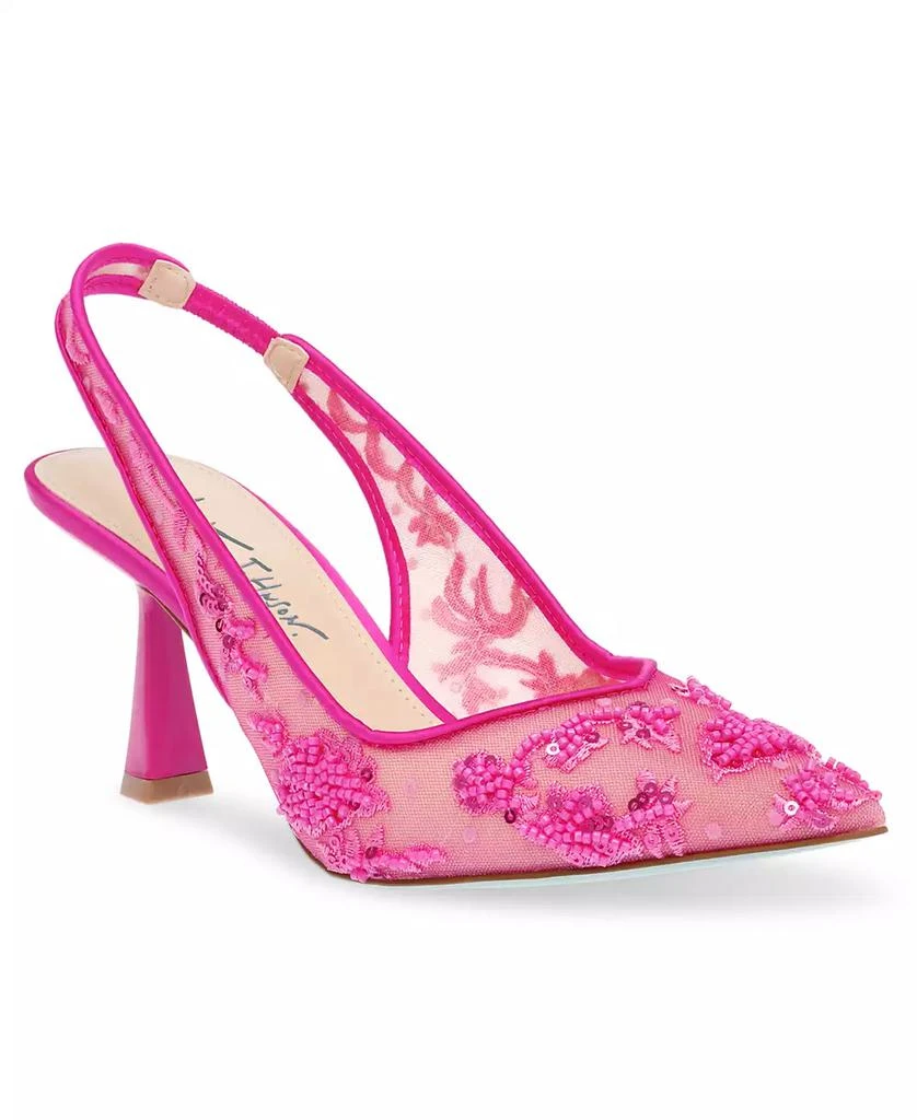 Betsey Johnson Women's Nikki Embroidered Slingback Evening Pumps 1