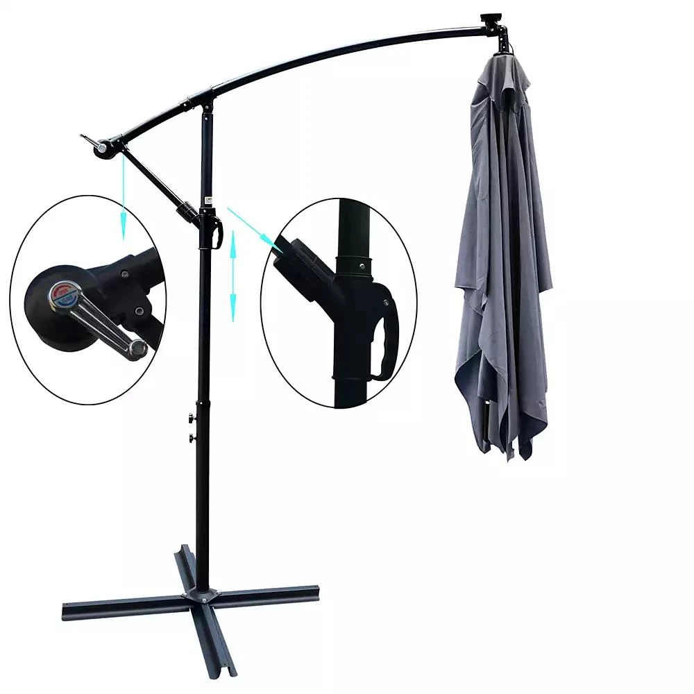 Streamdale Furniture Streamdale Solar Powered LED Patio Umbrella, 8 Ribs, Crank and Cross Base 5