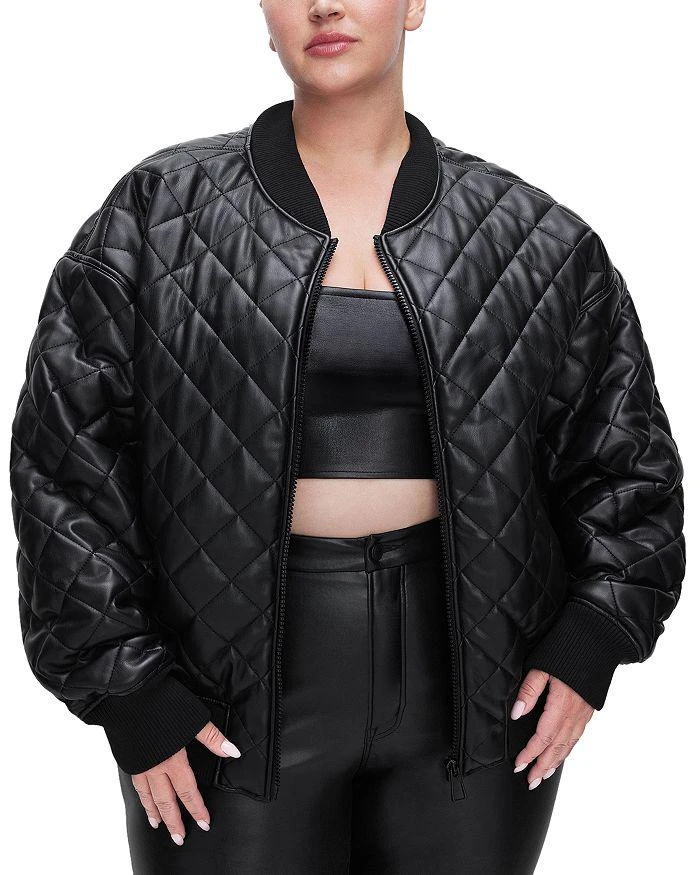 Good American Better Than Leather Quilted Bomber Jacket 1