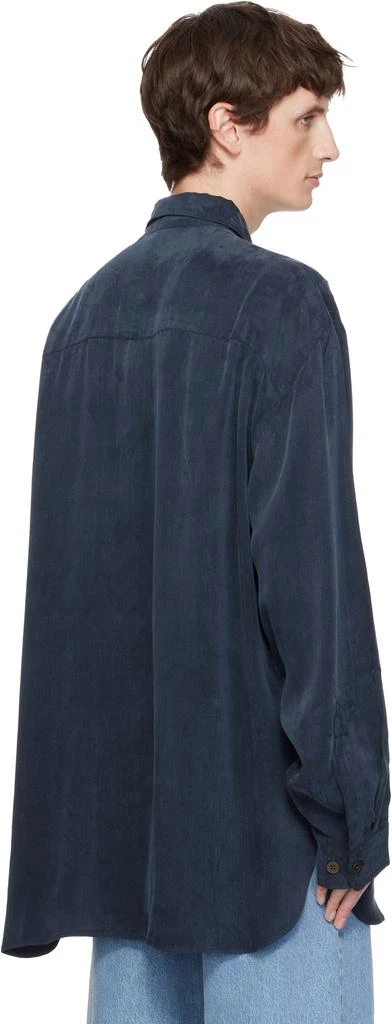 Dries Van Noten Navy Oversized Cupro Shirt 3