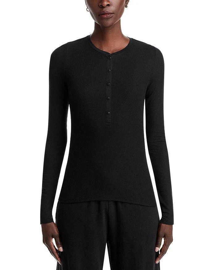 ATM Anthony Thomas Melillo Anthony Thomas Melillo Rib Knit Mixed Media Henley Tee 6