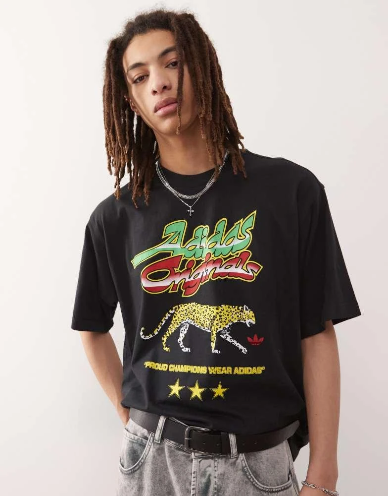 Adidas adidas Originals leopard graphic t-shirt in black 1