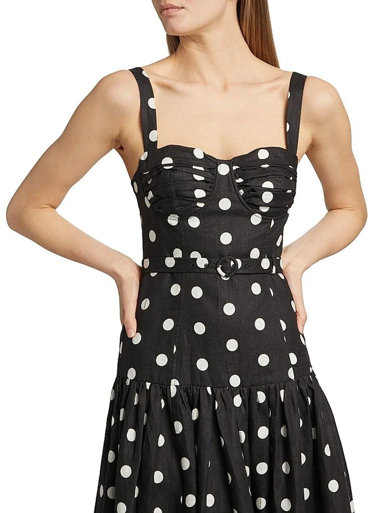 Nicholas the Label Drenica Polka Dot Linen Drop-Waist Midi-Dress - Dresses  & Skirts - BeyondStyle