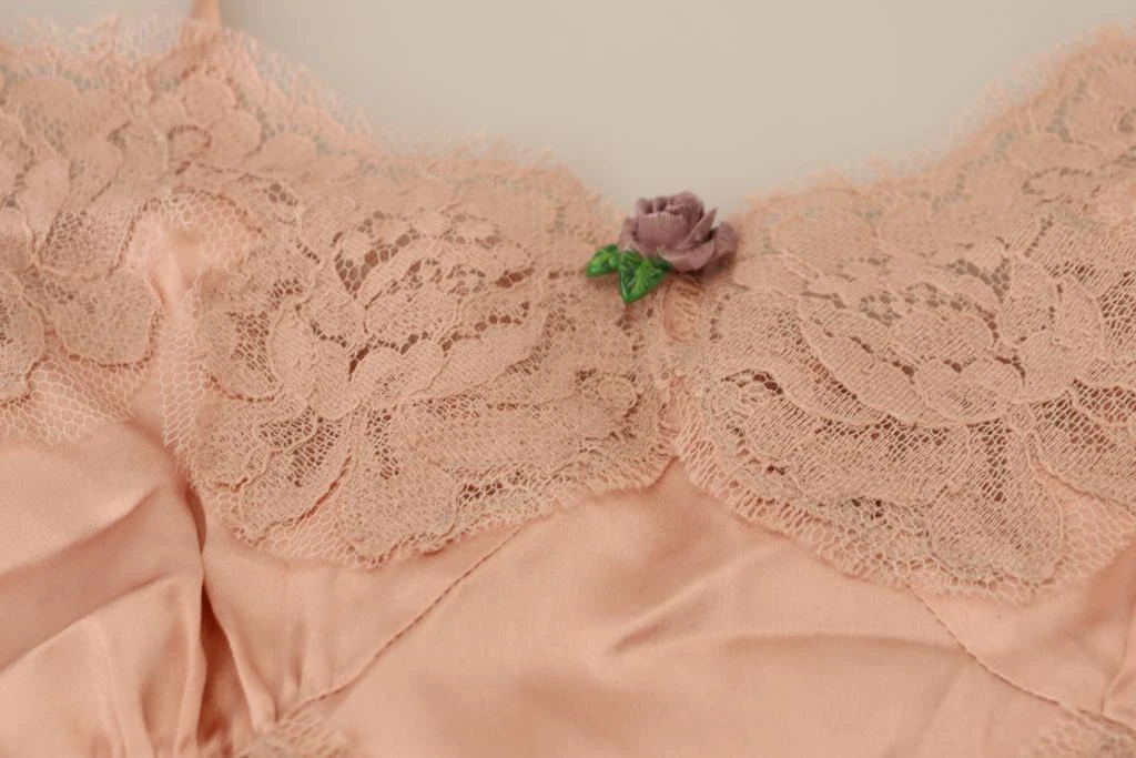 Dolce & Gabbana Pink Satin Lace Roses Tank Top Lingerie 6