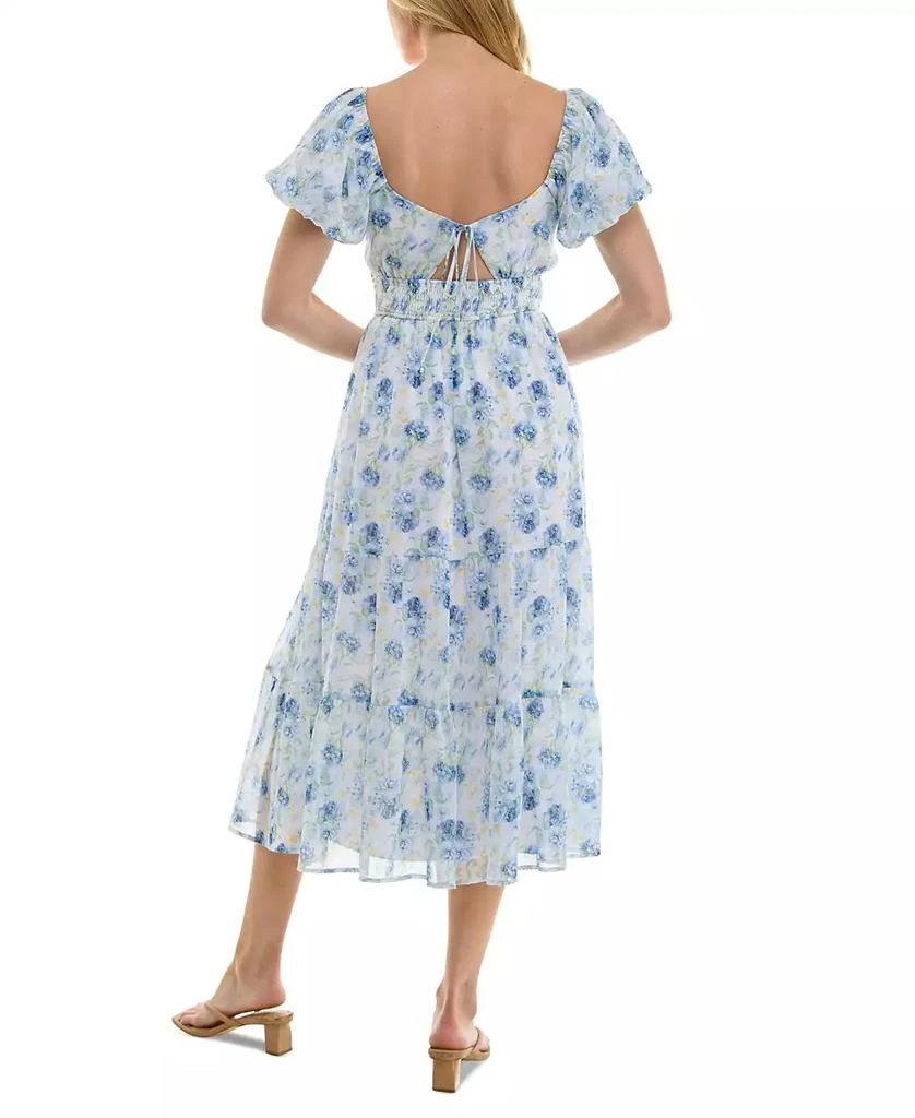 Trixxi Juniors' Floral-Print Puff-Sleeve Midi Dress - Dresses & Skirts -  Free Shipping