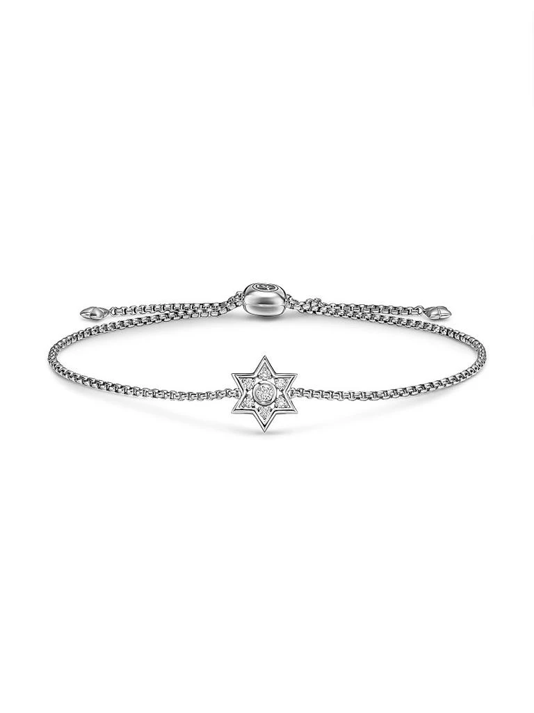 David Yurman Star of David Station Bracelet in Sterling Silver with Diamonds 12MM