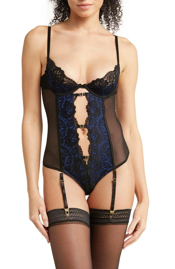 Seven ‘til Midnight Lace & Mesh Underwire Teddy with Garter Straps 1