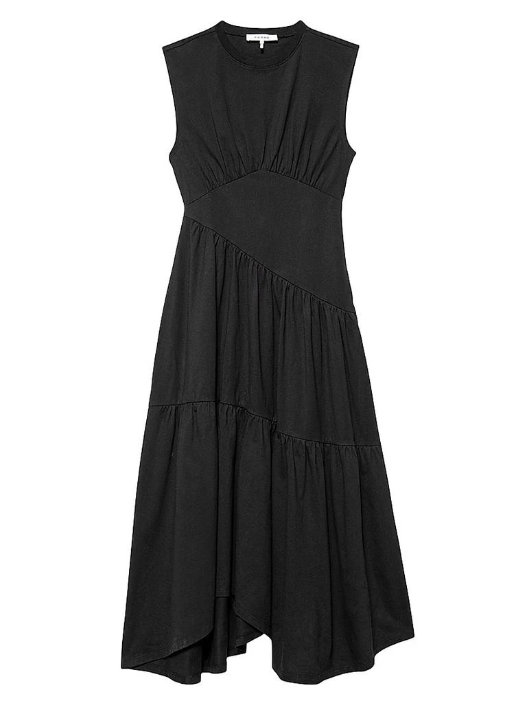 FRAME Cotton Asymmetric Tiered Midi-Dress - Dresses & Skirts - BeyondStyle FRAME Cotton Asymmetric Tiered Midi-Dress - Dresses & Skirts - BeyondStyle