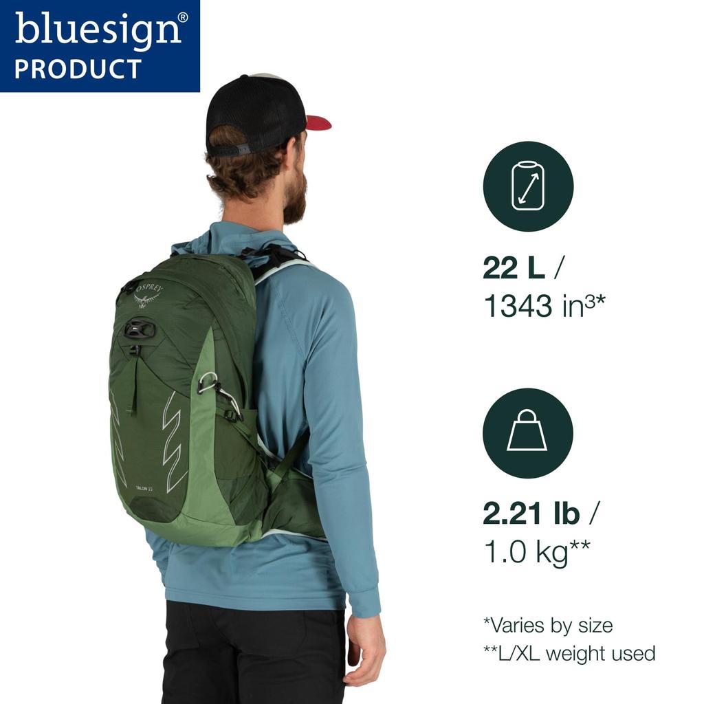 Osprey Osprey Talon 22L Men
s Hiking Backpack with Hipbelt, Stealth Black, L/XL