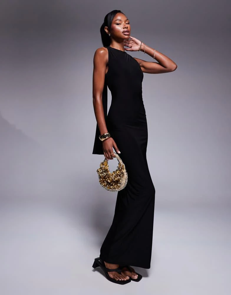 black leather faux dress TAKE ME OUT FAUX LEATHER MAXI DRESS IN BLACK – AKIRA main image 0