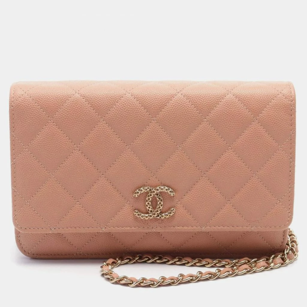 Chanel Chanel Pink Leather Classic Wallet on Chain 1