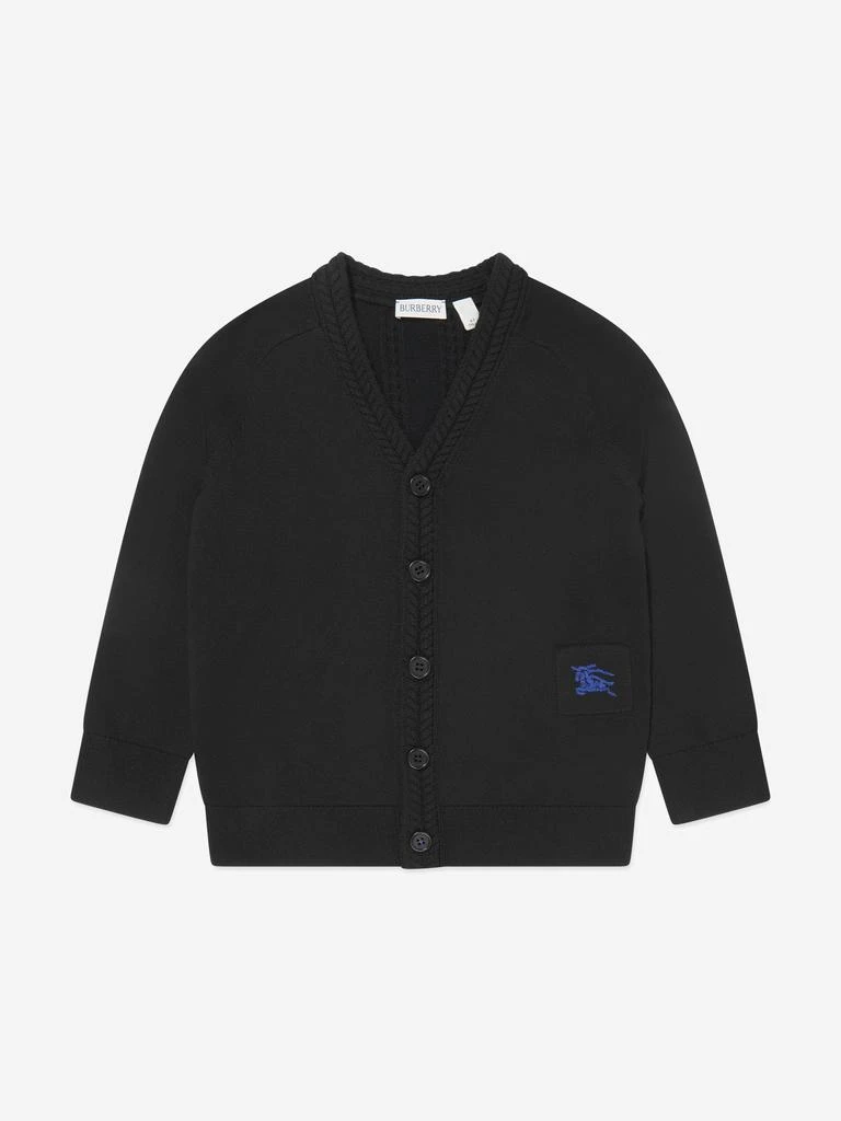 Burberry Burberry Boys Wool Knit Graham Cardigan in Black