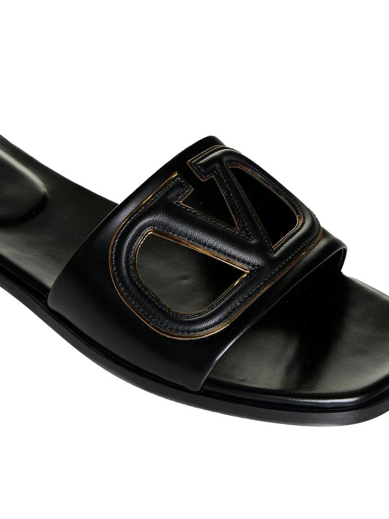 Valentino VALENTINO GARAVANI | Black leather VLogo cut-out Slide sandals | Women | 38 4