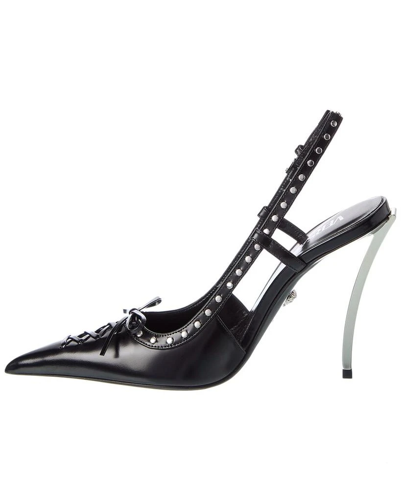 Versace Laced Pin-Point Leather Slingback Pump 2